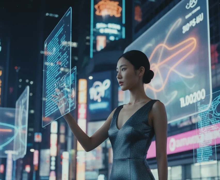 프롬프트 인젝션 공격을 묘사하는 한국 여성의 이미지