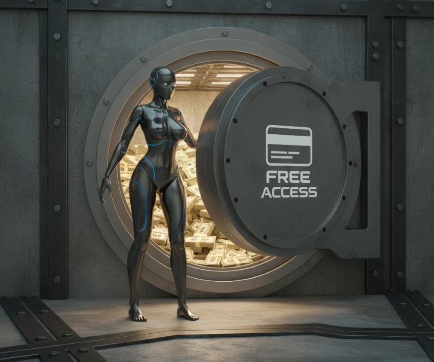 앤드로이드 로봇이 구글 클라우드 무료 크레딧을 얻는 모습