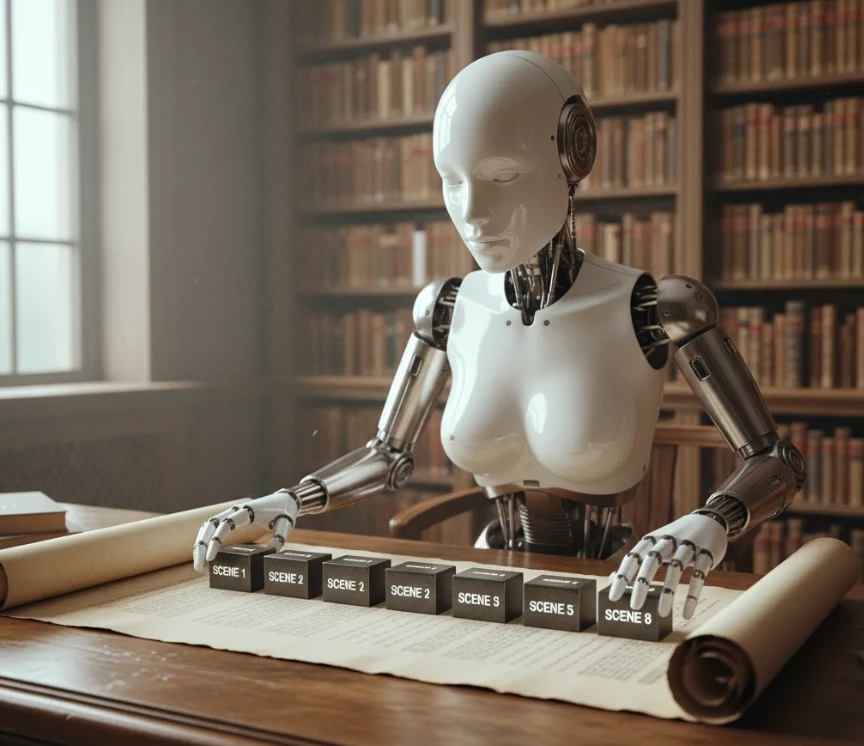 ChatGPT를 이용해 긴 스토리를 8개의 논리적인 신(Scene) 구조로 나누어 설계하는 AI