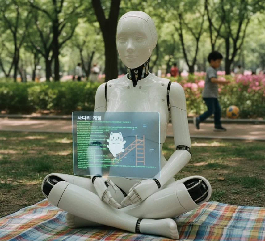 코딩 지식 없이 프롬프트 입력만으로 간단한 게임을 즉시 제작하는 AI의 모습