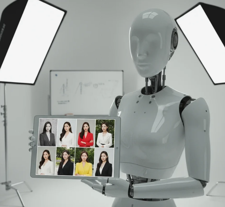 원본 인물의 특징을 유지하며 다양한 스타일의 고품질 프로필 이미지를 생성하는 AI의 모습