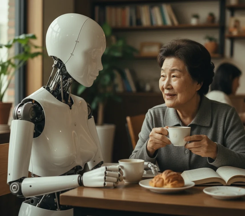 AI가 시니어 콘텐츠를 제작하며 시청자와 소통하는 모습