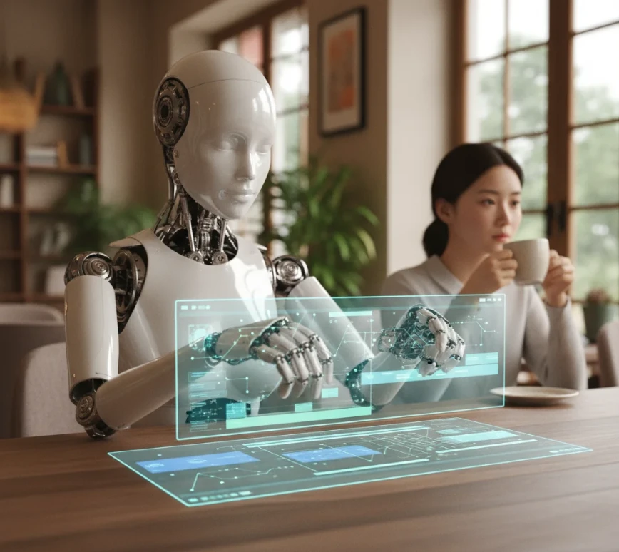 타임라인 클립 관리, 스템 추출 등 고급 AI 음악 편집 기술을 정밀하게 다루는 AI의 모습 타임라인 클립 관리, 스템 추출 등 고급 AI 음악 편집 기술을 정밀하게 다루는 AI의 모습
