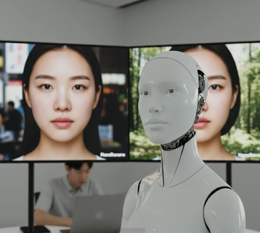  인물과 사물의 일관성을 완벽하게 유지하는 NanoBanana 이미지 생성 기술 검증 모습