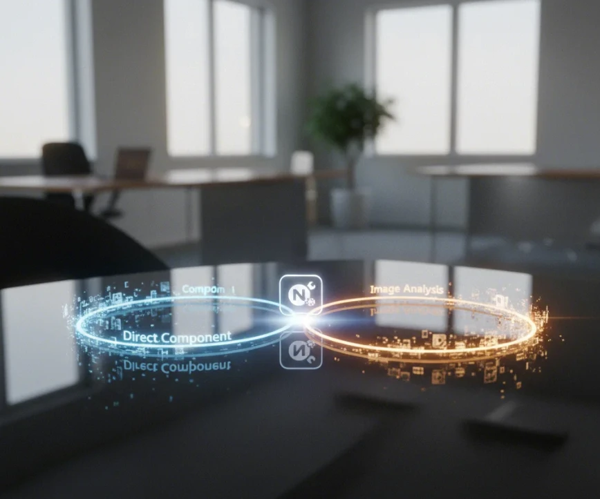 AI 이미지 분석으로 스크린샷이 작동 가능한 UI 컴포넌트로 변환되는 모습