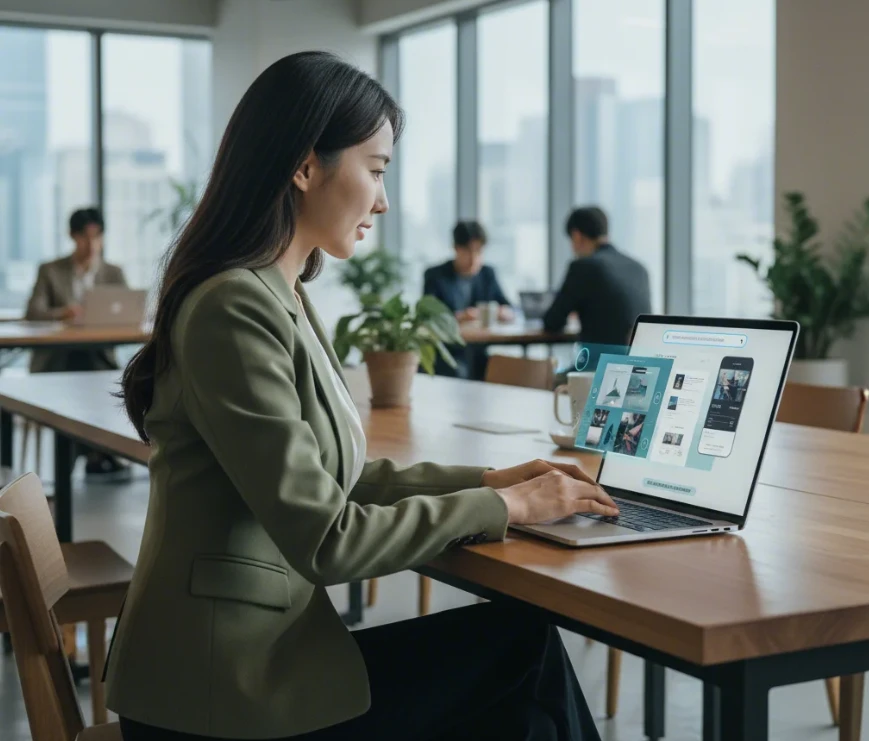 노코드/로우코드 AI 툴로 웹페이지와 앱 프로토타입을 빠르게 만드는 한국 여성