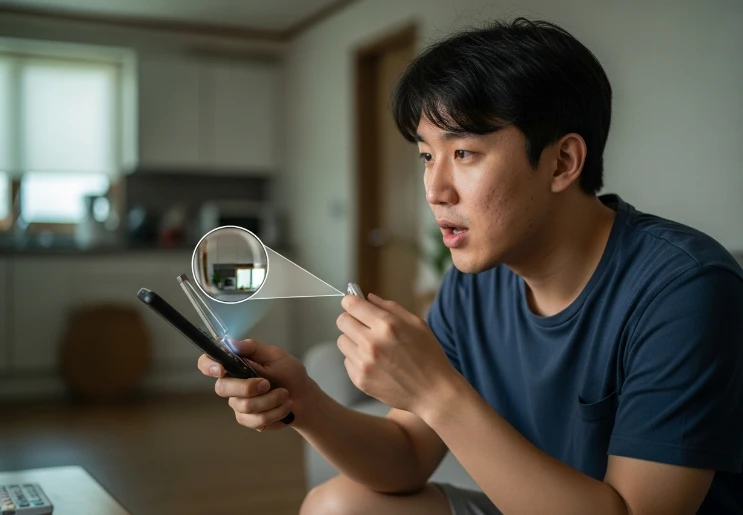 멀티모달 통합으로 인간 친화적인 상호작용을 경험하는 한국 남성.