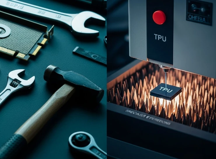 유연성을 상징하는 다양한 도구와 특화를 상징하는 하나의 정밀 도구 유연성을 상징하는 다양한 도구와 특화를 상징하는 하나의 정밀 도구