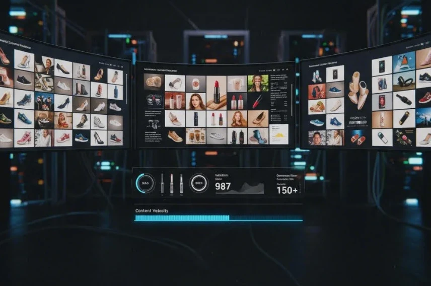 수많은 광고 배너 이미지가 빠르게 생성되는 모습 수많은 광고 배너 이미지가 빠르게 생성되는 모습