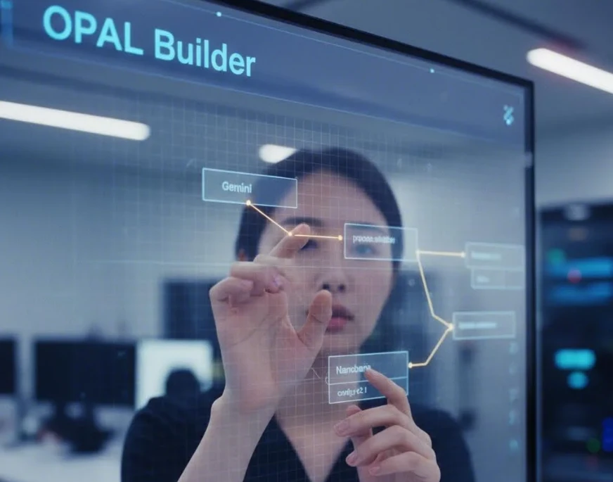 오팔의 노드 기반 시각적 편집기를 조작하는 모습