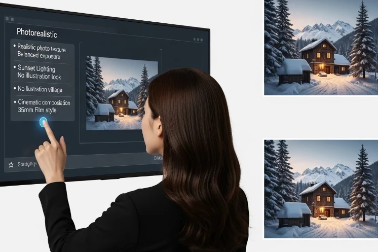 스타일 일관성과 배경 상세화 키워드가 강조된 프롬프트 예시