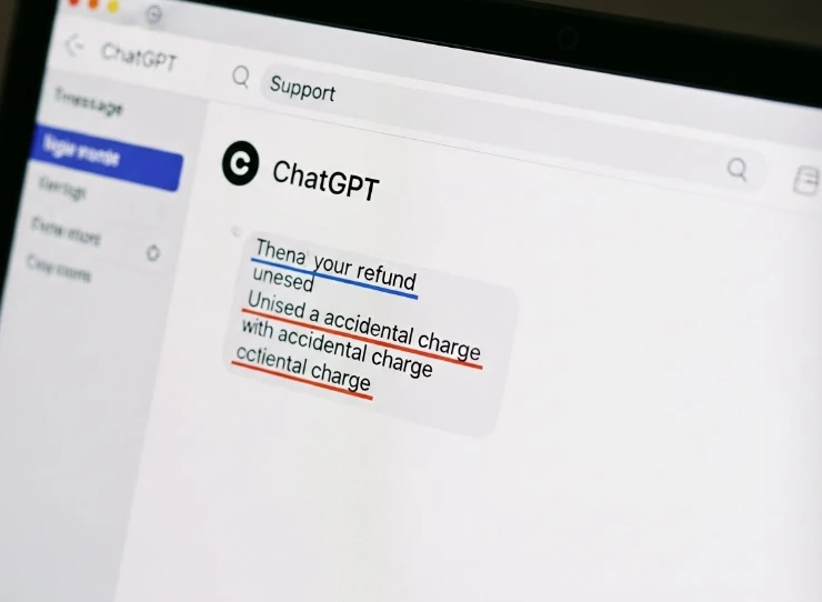 챗GPT 지원팀에 채팅으로 환불 요청하는 모습