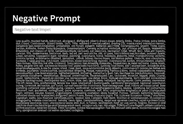 부정 프롬프트 목록과 '제거' 표시가 된 화면
