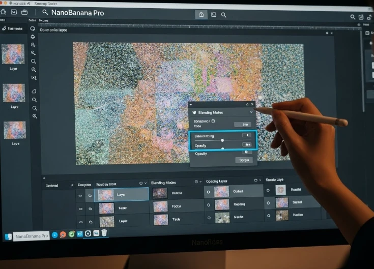 AI 소프트웨어에서 레이어를 편집하는 화면