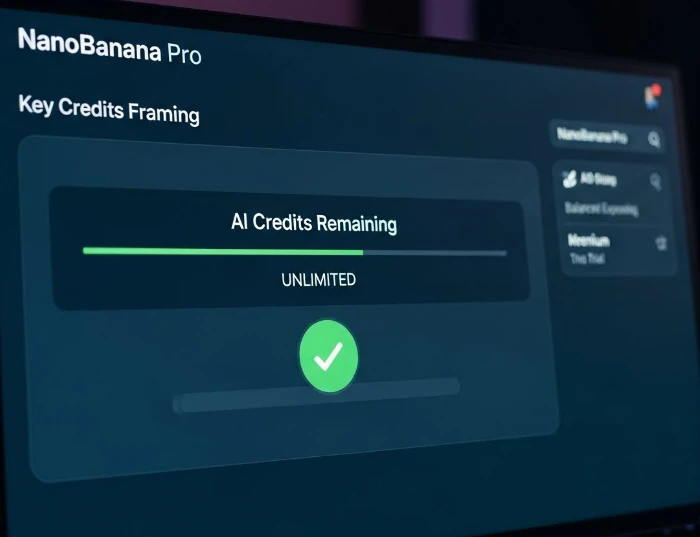 AI 소프트웨어 대시보드의 무료 크레딧 표시