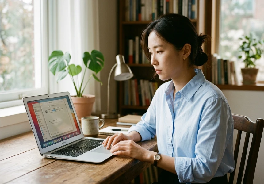 보안 수칙을 실천하는 한국 여성